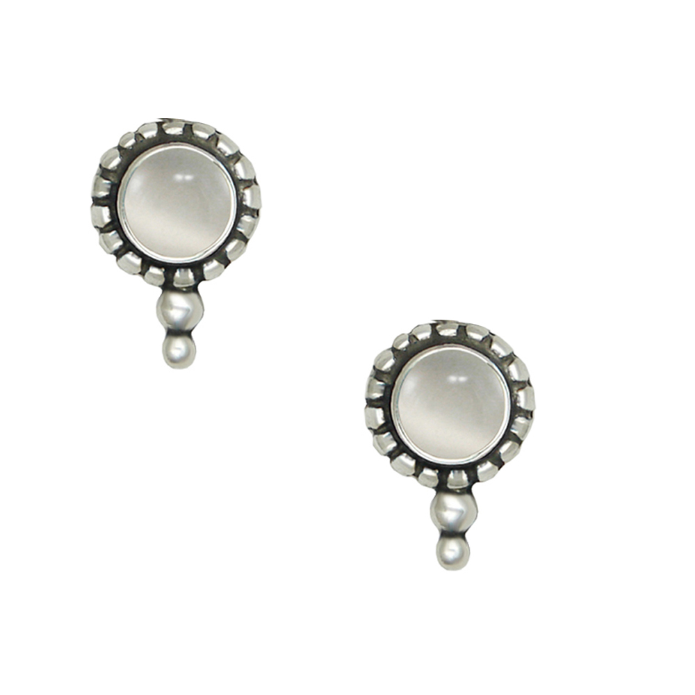 Sterling Silver Little White Moonstone Post Stud Earrings